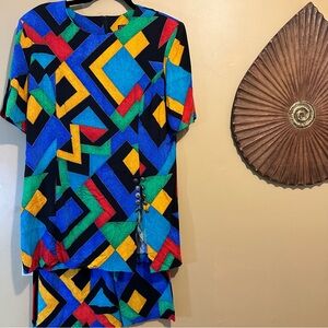 Prato vintage two-piece multicolor skirt set